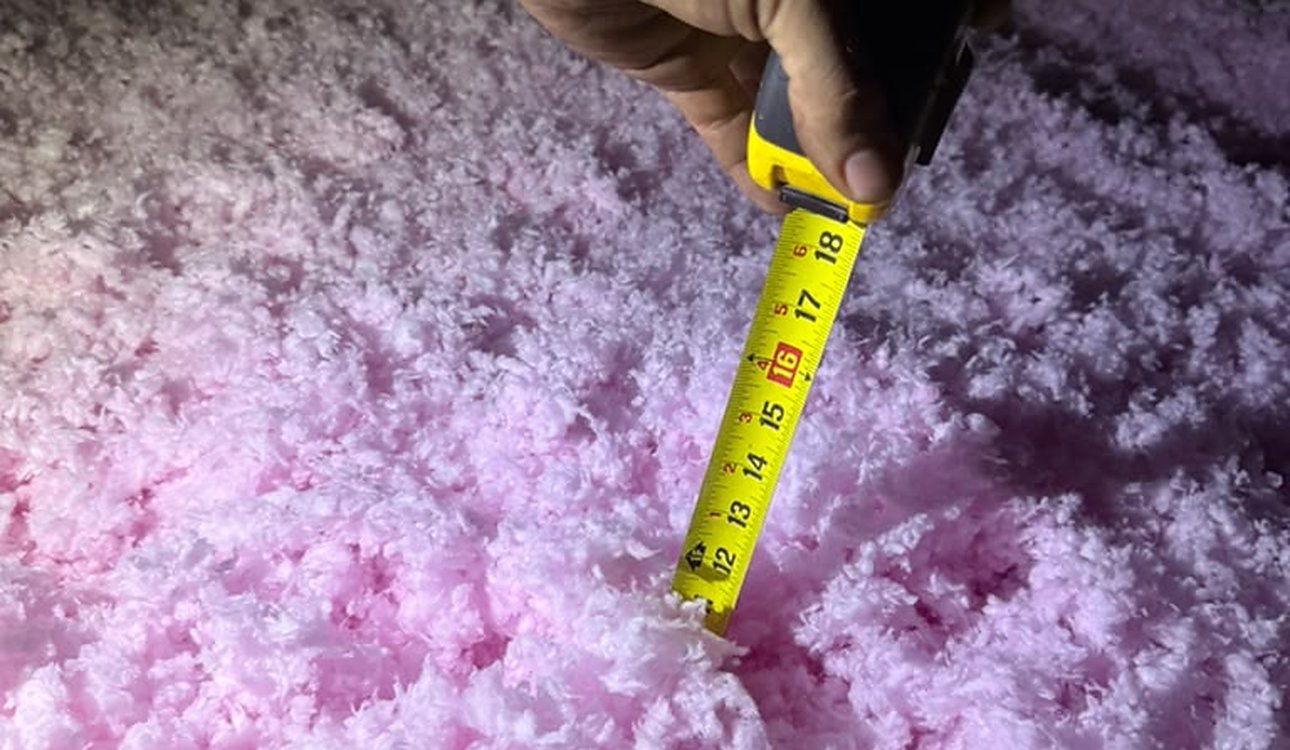 Blown In Attic Insulation Tape Measure Check by JL Home Builders, Pittsburgh