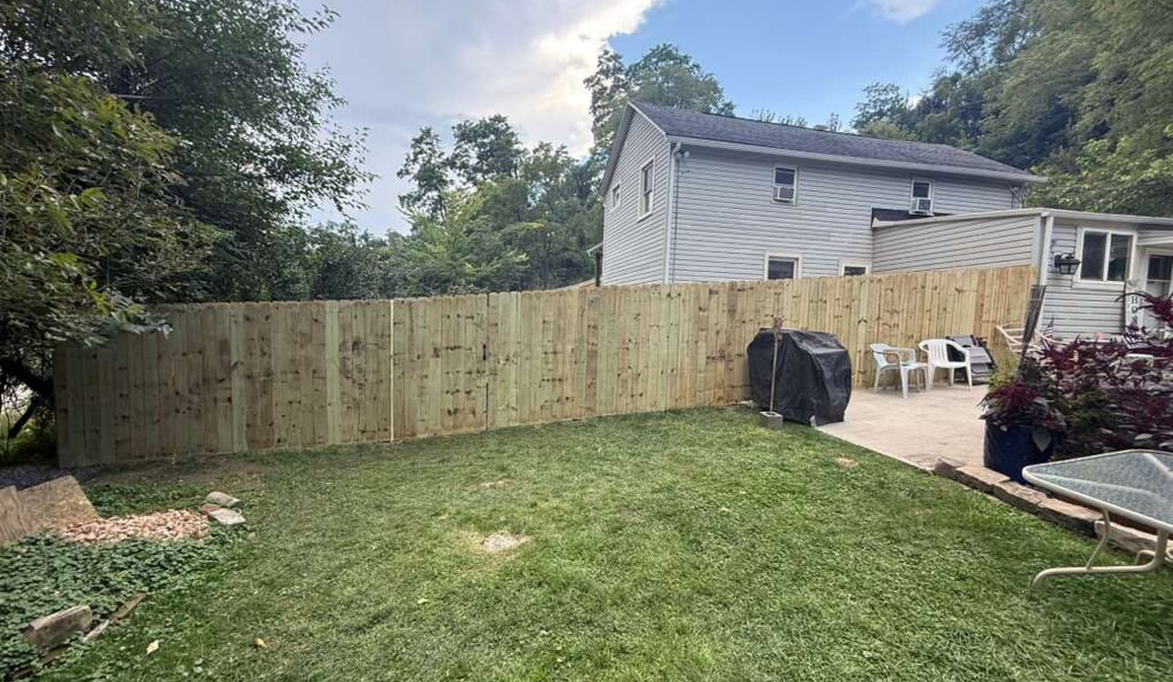 Completed backyard privacy fence and patio, JL Home Builders, Pittsburgh