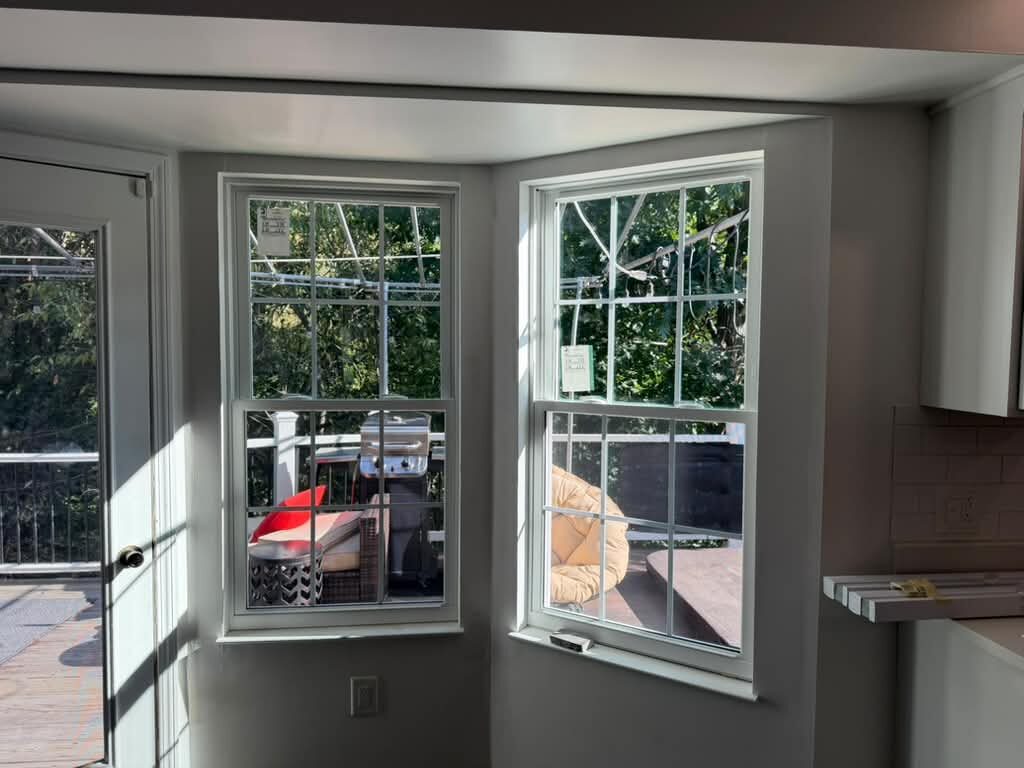 Corner kitchen windows with new trim, JL Home Builders, Pittsburgh
