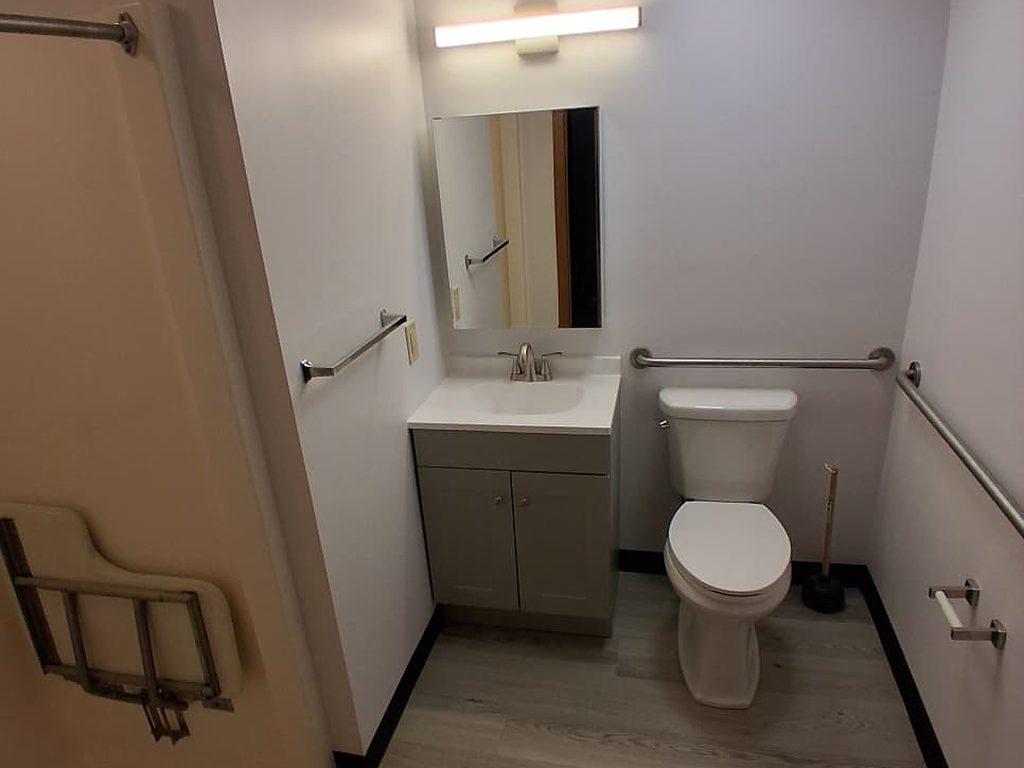 Accessible bathroom vanity with grab bars, JL Home Builders, Pittsburgh