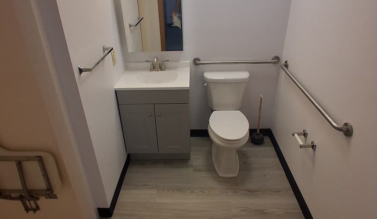 Finished Ada Bathroom With Grab Bars by JL Home Builders, Pittsburgh