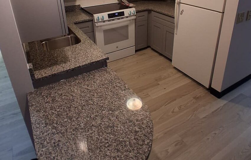 Finished Kitchen With Granite Peninsula And Fridge by JL Home Builders, Pittsburgh
