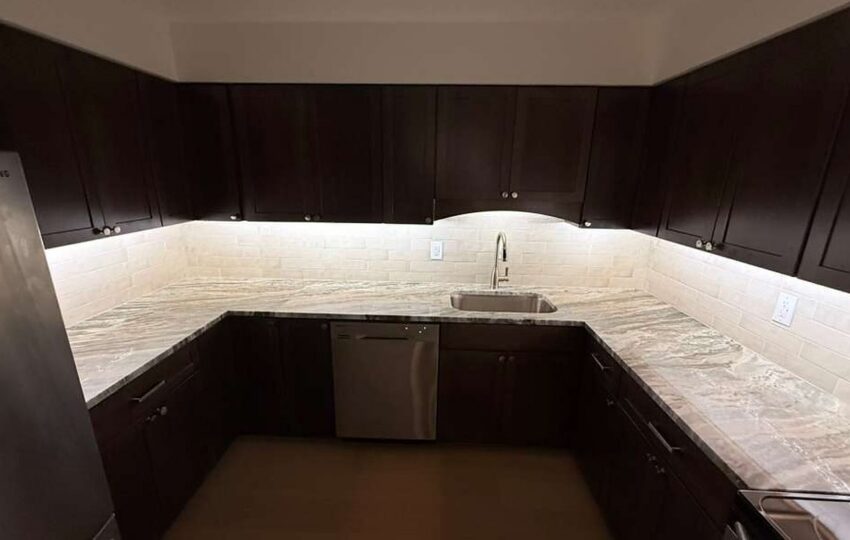 Finished Kitchen With Under Cabinet Lighting Evening by JL Home Builders, Pittsburgh