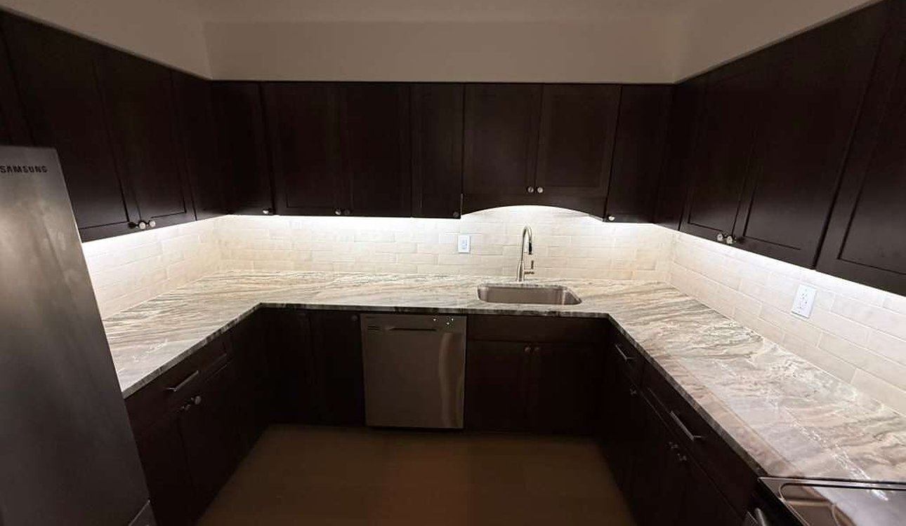 Finished Kitchen With Under Cabinet Lighting Evening by JL Home Builders, Pittsburgh