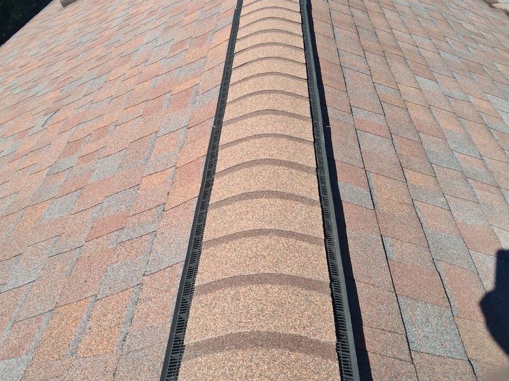 Finished ridge vent and cap shingles on a roof, JL Home Builders, Pittsburgh