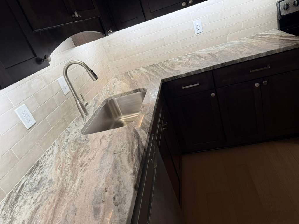 Granite countertop and undermount sink close-up, JL Home Builders, Pittsburgh