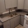 Gray Shaker Kitchen Granite Counters White Range by JL Home Builders, Pittsburgh