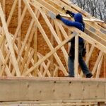 Home addition roof framing in progress, Pennsylvania