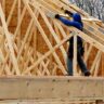 Home addition roof framing in progress, Pennsylvania