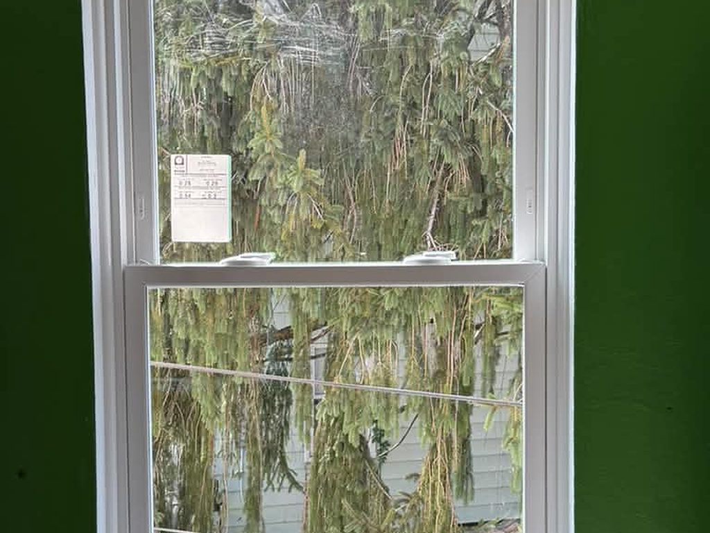 New double-hung window in a green painted room, JL Home Builders, Pittsburgh