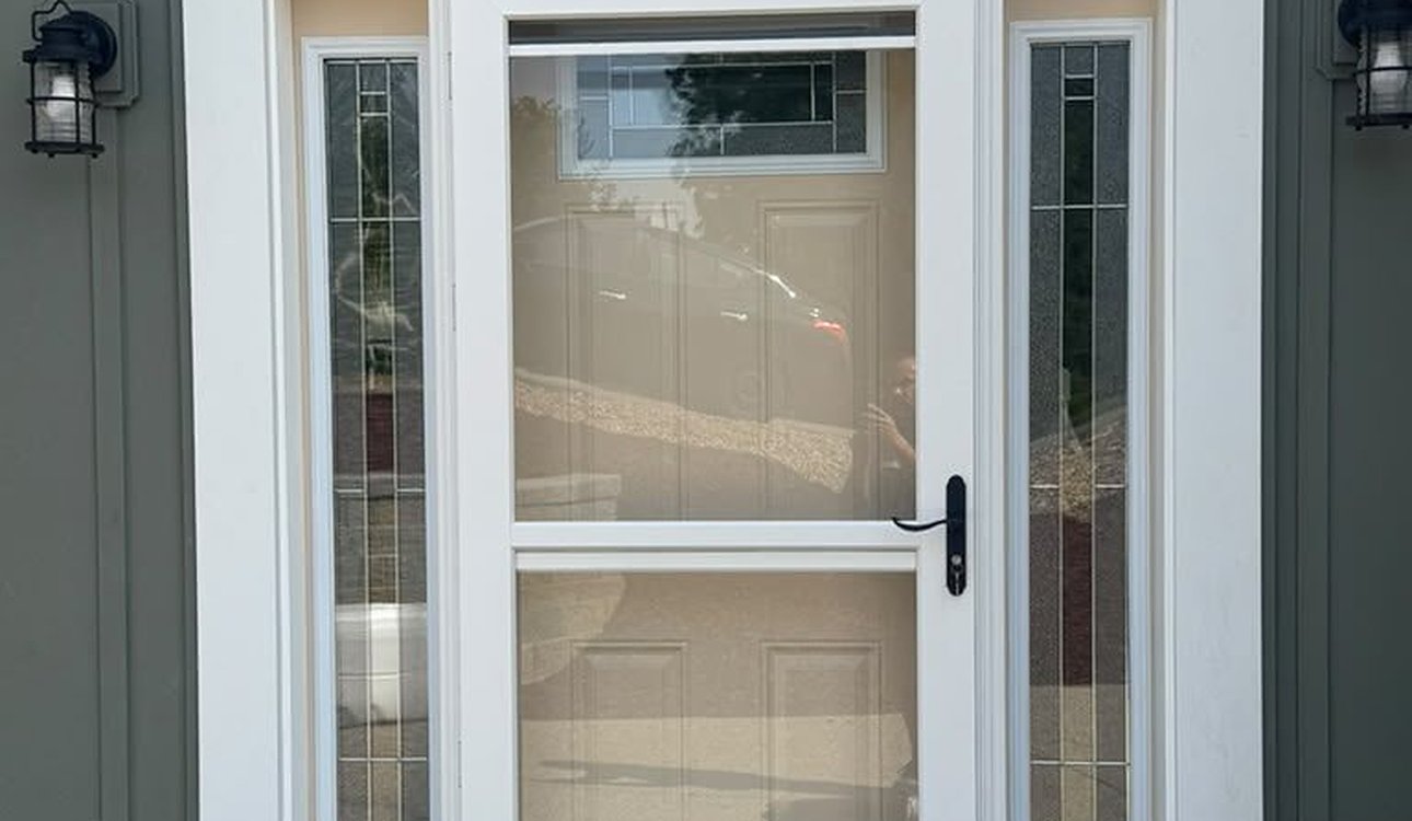 New front entry door with storm door and sidelights, JL Home Builders, Pittsburgh