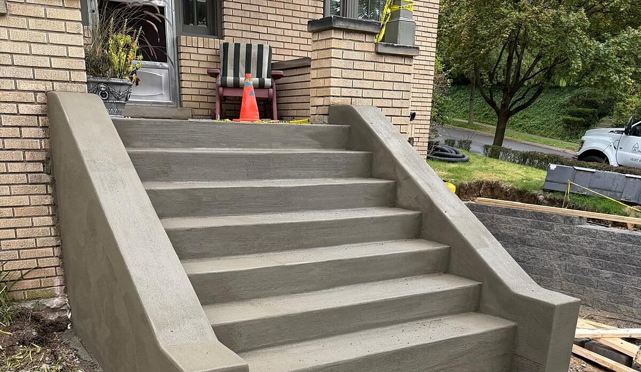 New Poured Concrete Front Steps by JL Home Builders, Pittsburgh
