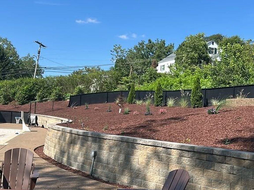 Retaining wall, fire pit, and patio with landscaping, JL Home Builders, Pittsburgh