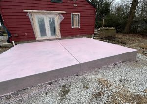 New concrete slab before the addition walls were built